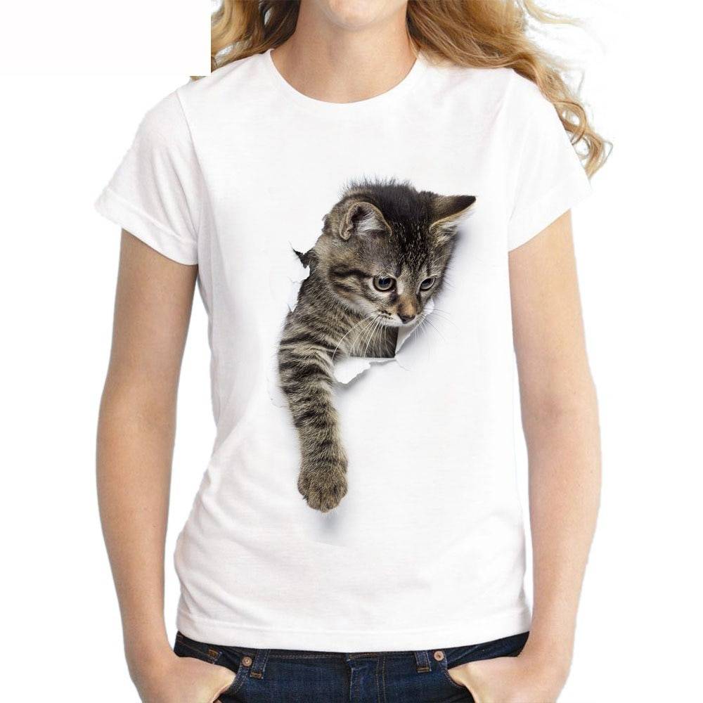 Women's Cat Printed T-Shirt