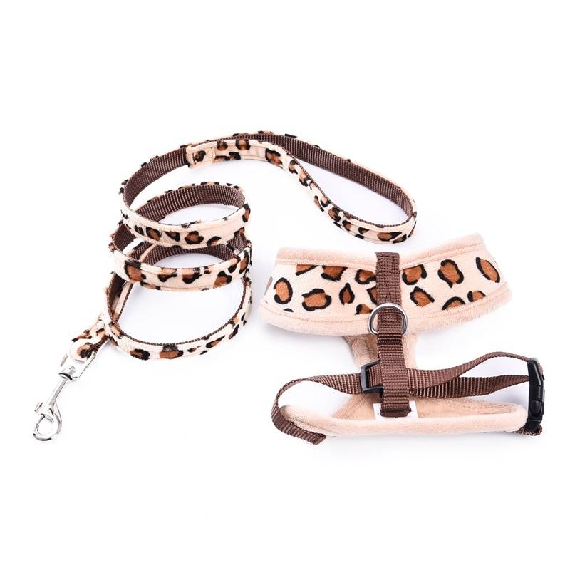 Leopard Printed Belt and Harness Set for Dogs
