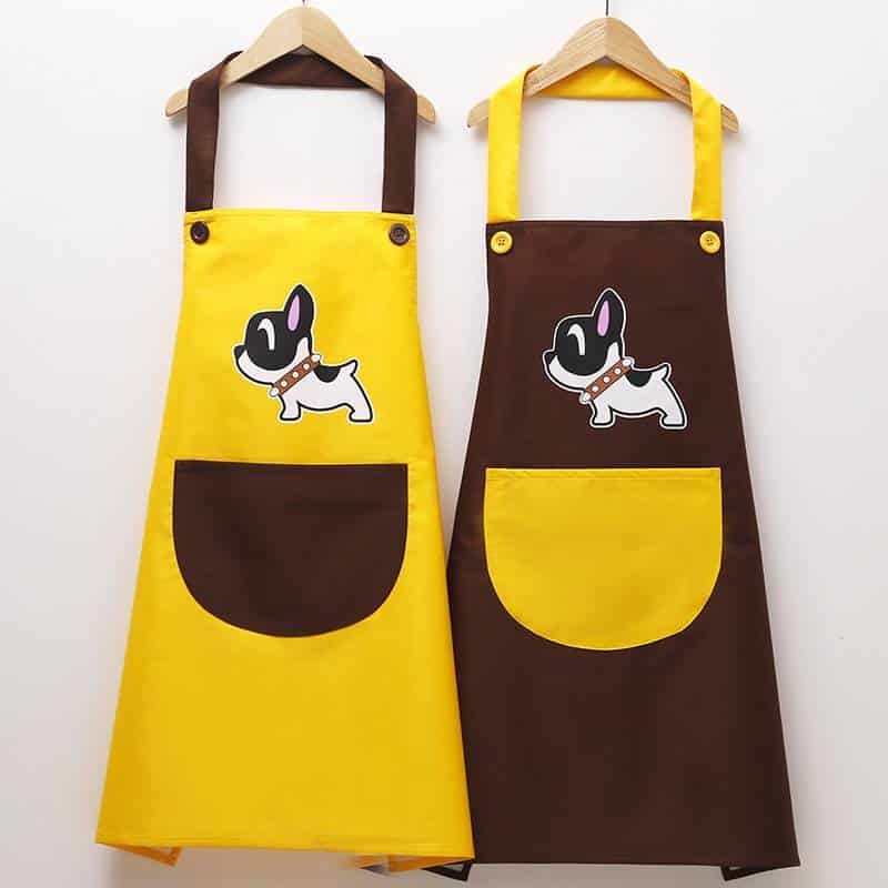 Couple cute dog waterproof and oil-proof apron kitchen gowns