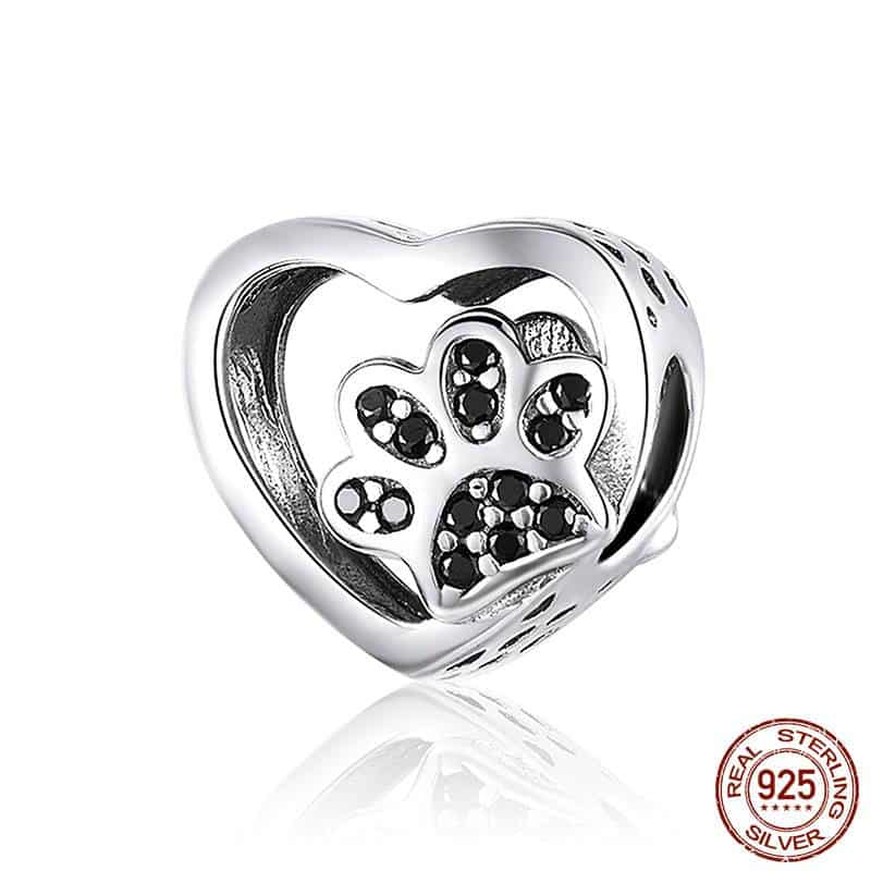 Cat Love Heart-shape Charm 925 Sterling Silver