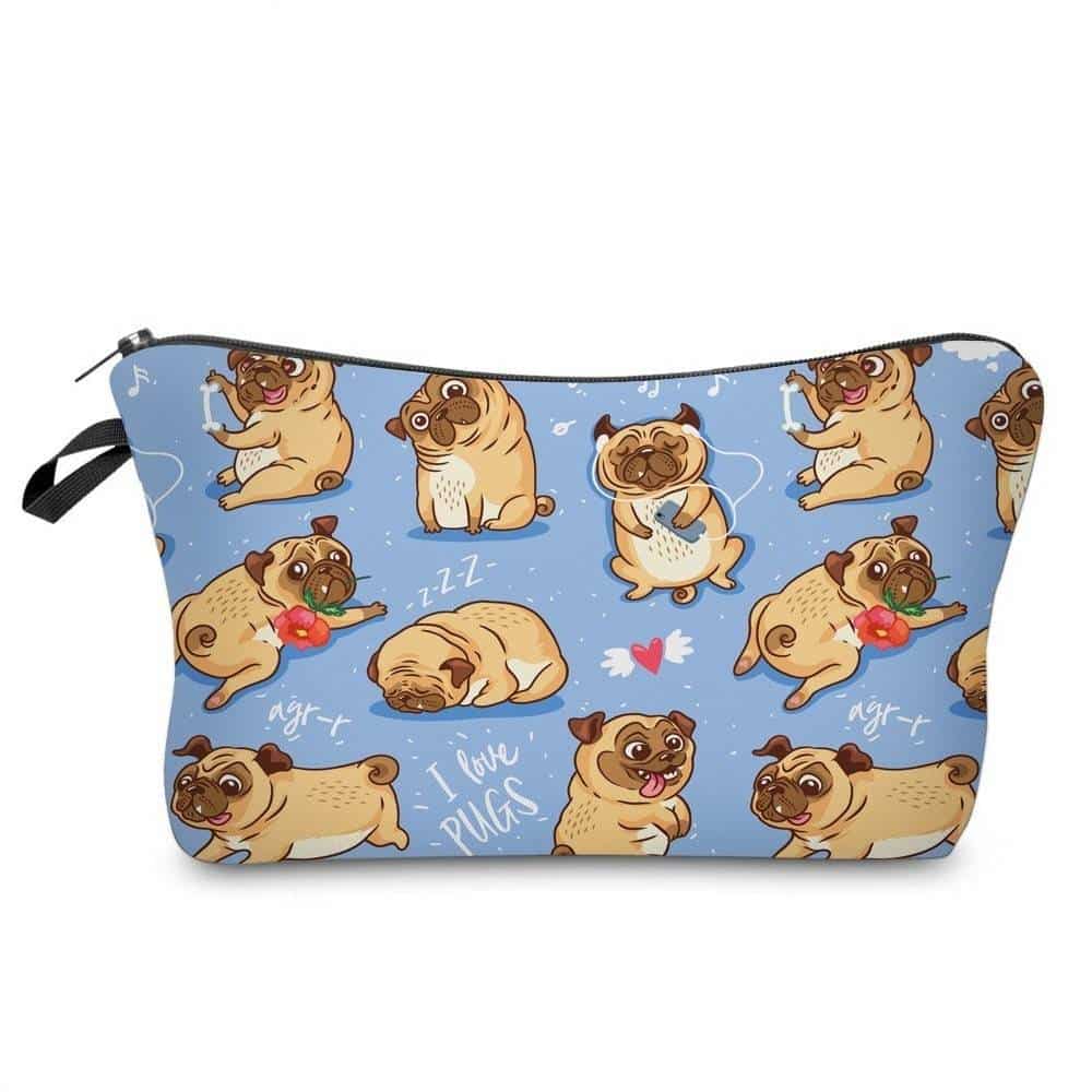 Cute Pug	Cosmetic Bag