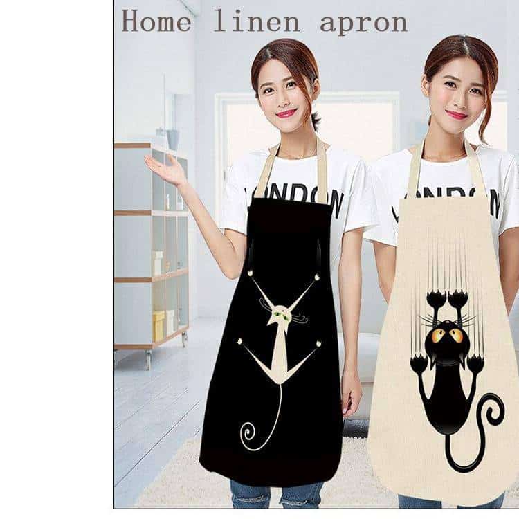 Kitchen Cute Cat Printed Sleeveless Cotton Linen Apron  My Pet World Store