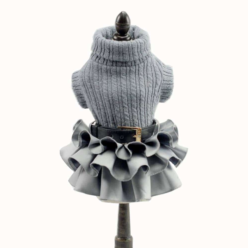 Warm Turtneck Knitted Sweater with Tutu Skirt Dress