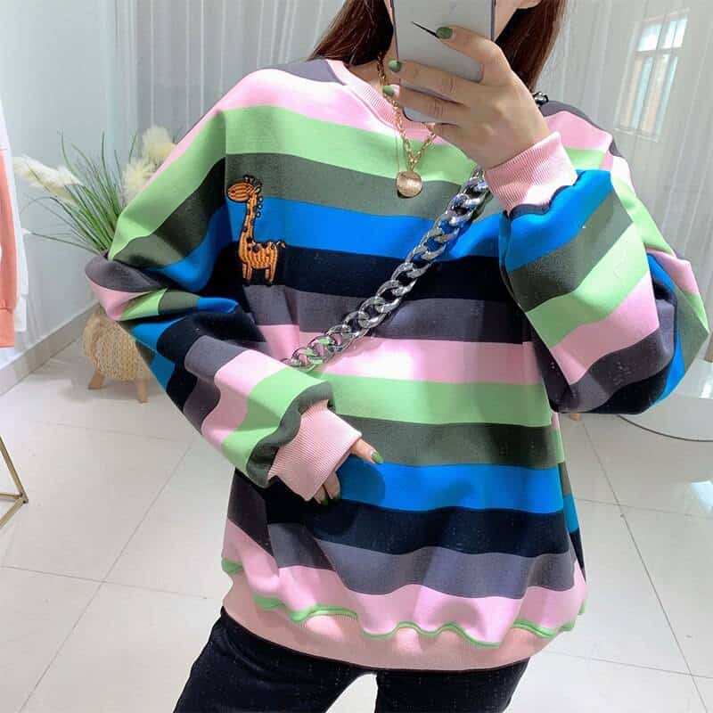 Warm Colorful Striped Owner and Pet Matching Hoodies Set