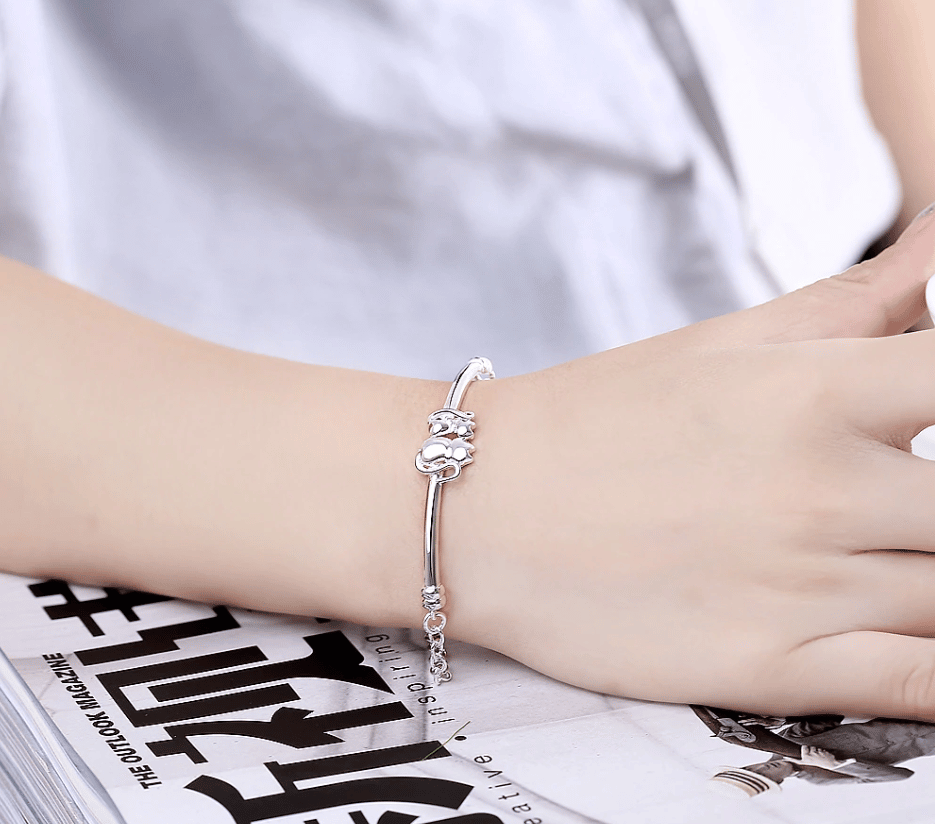 Lovely Cats Shaped Silver Plated Women's Chain Bracelet