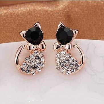 For Pet Fans Jewelry & Watches New Arrivals Cat Shaped Women’s Stud Earrings with Rhinestones  My Pet World Store