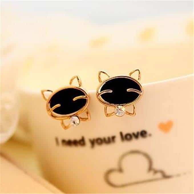 For Pet Fans Jewelry & Watches New Arrivals Cat Shaped Women's Stud Earrings with Rhinestones  My Pet World Store