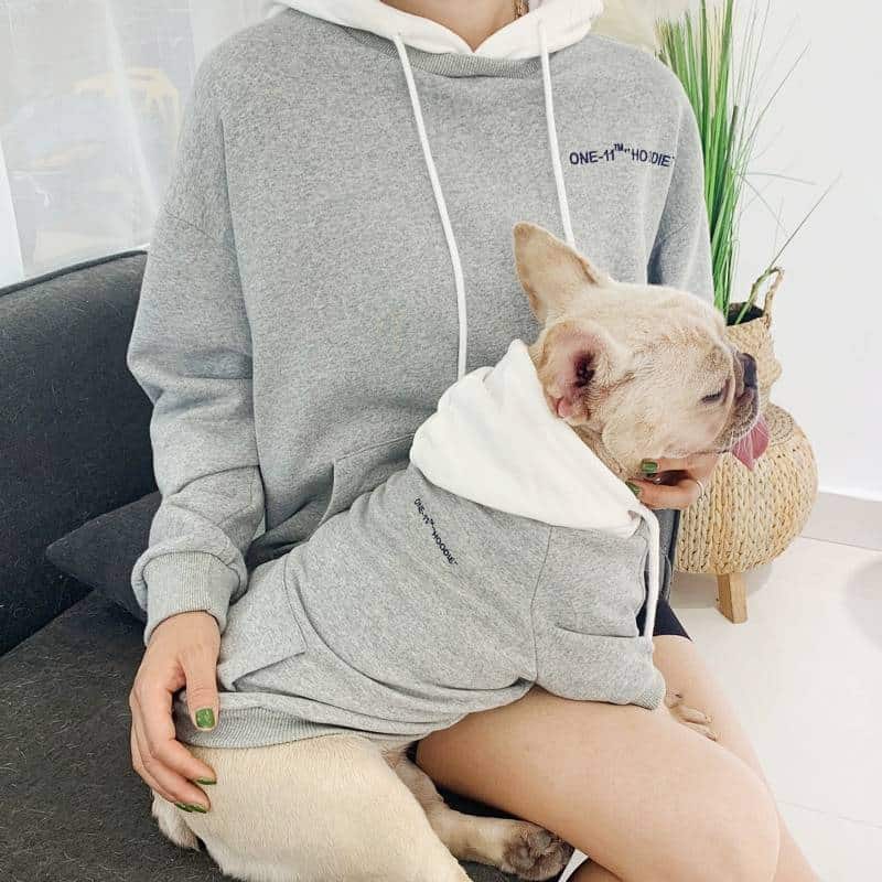Warm Soild Color Owner and Pet Matching Hoodies Set