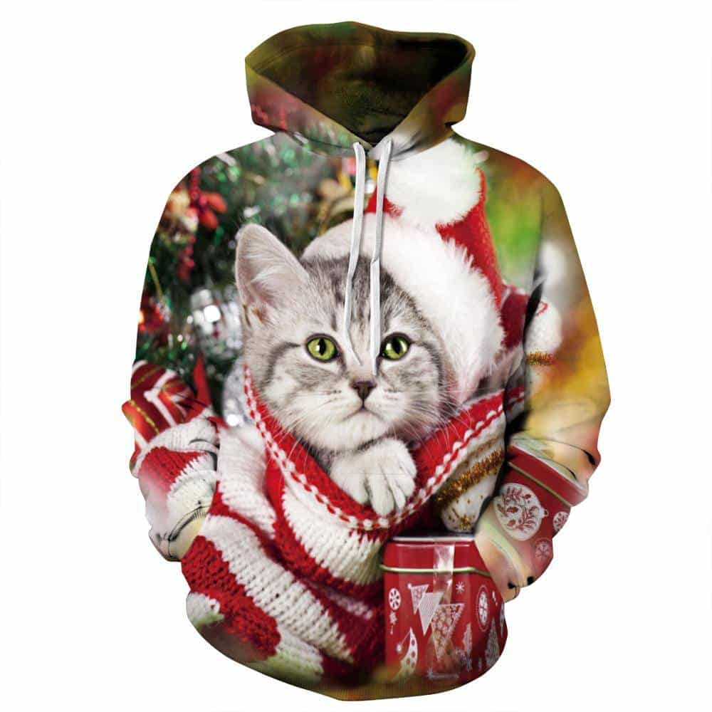 Christmas Men Women 3d Hoodies Print Cute Cat Sweatshirts