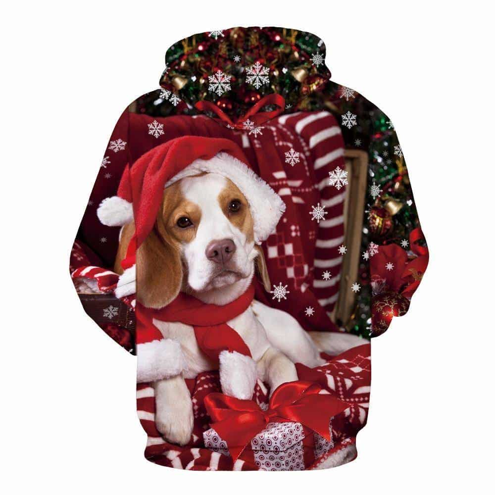 Women Men Christmas 3D Dog Print Sweatshirt Hoodies