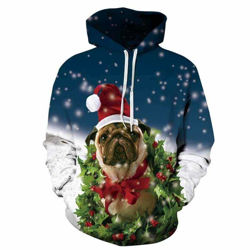 Printed 3D Christmas Galaxy Dog Hoodies