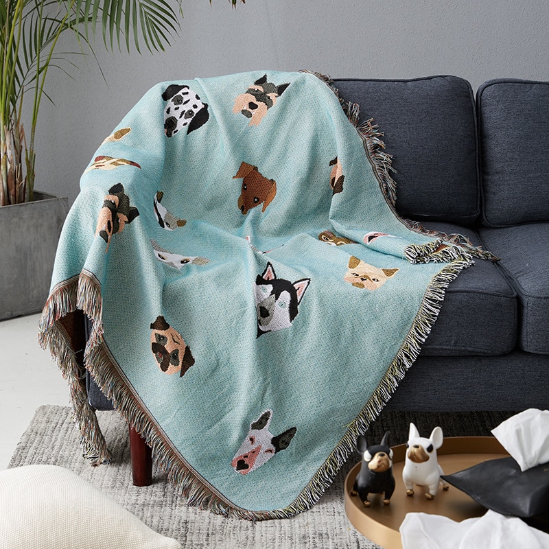 Cute Dog Print Throw Blanket for Sofa