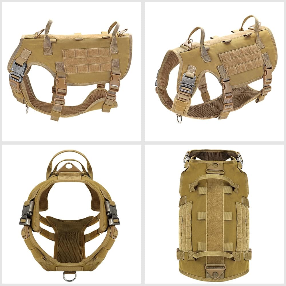 Military Tactical Dog Harness Vest with Leash and two Handles