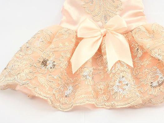 Sequins Lace Embroidered Dog Princess Wedding Dress