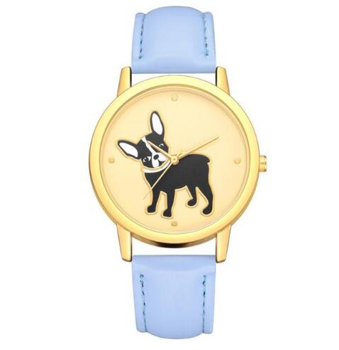 Women French Bulldog Printing Analog Quartz Wrist Watch