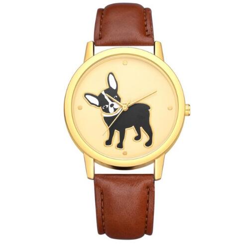 Women French Bulldog Printing Analog Quartz Wrist Watch